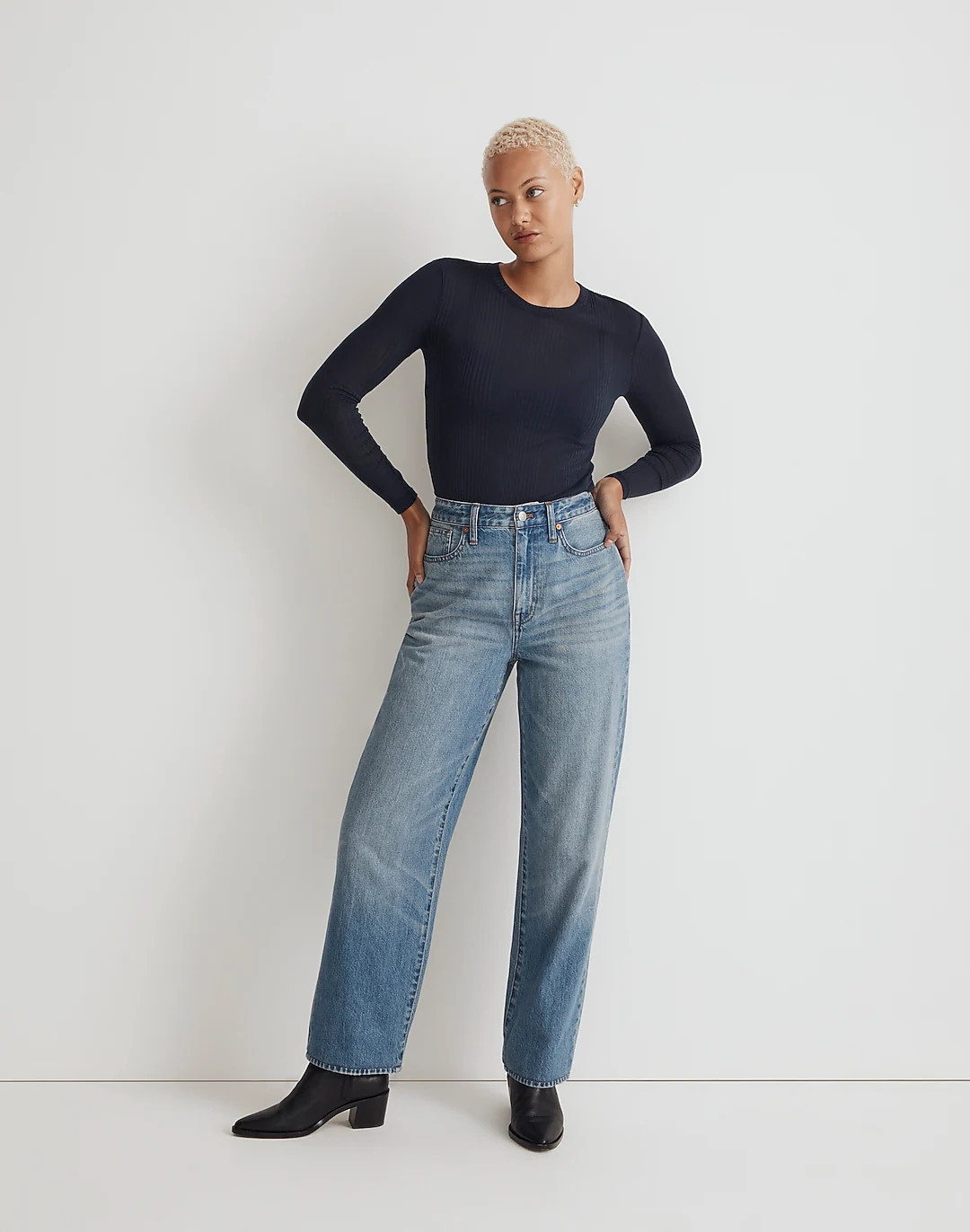 Variegated Ribbed Crewneck Long-Sleeve Tee | Madewell