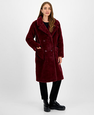Jou Jou Juniors' Faux-Fur Double-Breasted Coat, Created for Macy's - Macy's | Macy's