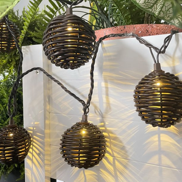 Better Homes & Gardens 10-Count Rattan Grapevine Outdoor String Lights - Walmart.com | Walmart (US)