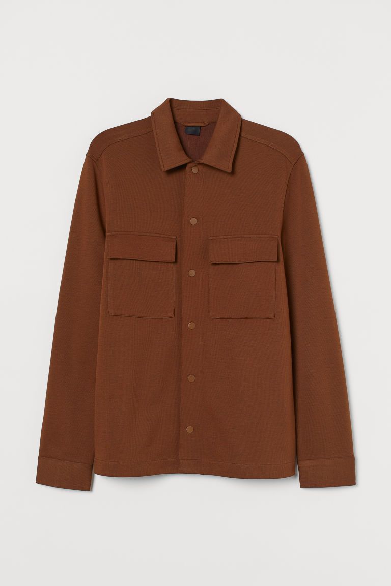 H & M - Jersey Shirt Jacket - Beige | H&M (US + CA)