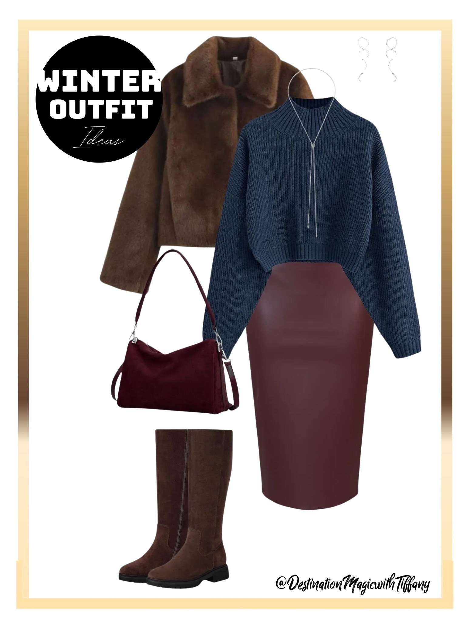 This everyday magic winter outfit blends cozy textures with a sleek, feminine silhouette. A chunky knit sweater paired with a fitted midi skirt creates the perfect balance of comfort and polish. Layered with a plush jacket and finished with knee-high boots, this look feels effortlessly put together for winter outings, dinners, or travel days.

The deep, rich tones make this outfit ideal for the season, while the clean lines keep it timeless and wearable. It’s a capsule-friendly look that proves cozy can still be chic.

#EverydayMagic #WinterOutfitInspo #CapsuleWardrobe #EffortlessStyle #LTKFinds #ChicEveryday #TravelStyle #DestinationMagicWithTiffany

#LTKootd