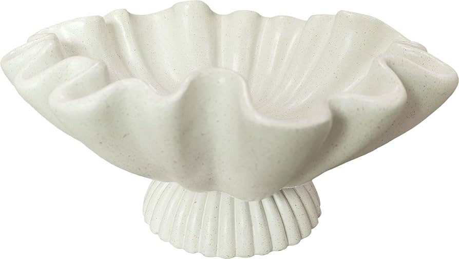10" Large Handmade Decorative Bowl decor, Handicraft Scalloped Bowls for Modern Home Decor,Ruffle... | Amazon (US)