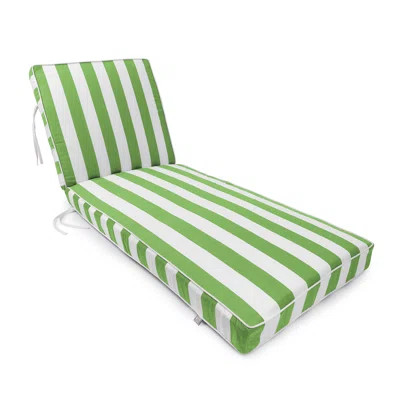 Sherry Kine's "Designer's Choice" Reversible Cabana Stripe Luxury Outdoor Chaise Lounge Replacement Cushion, With Customized Cut, Contrast Cord, Water | Wayfair North America