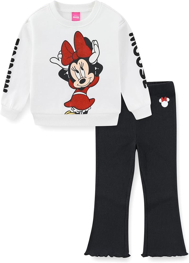 Disney Minnie Mouse Girls Sweatshirt and Flared Legging Pants Set for Infant to Toddlers | Amazon (US)