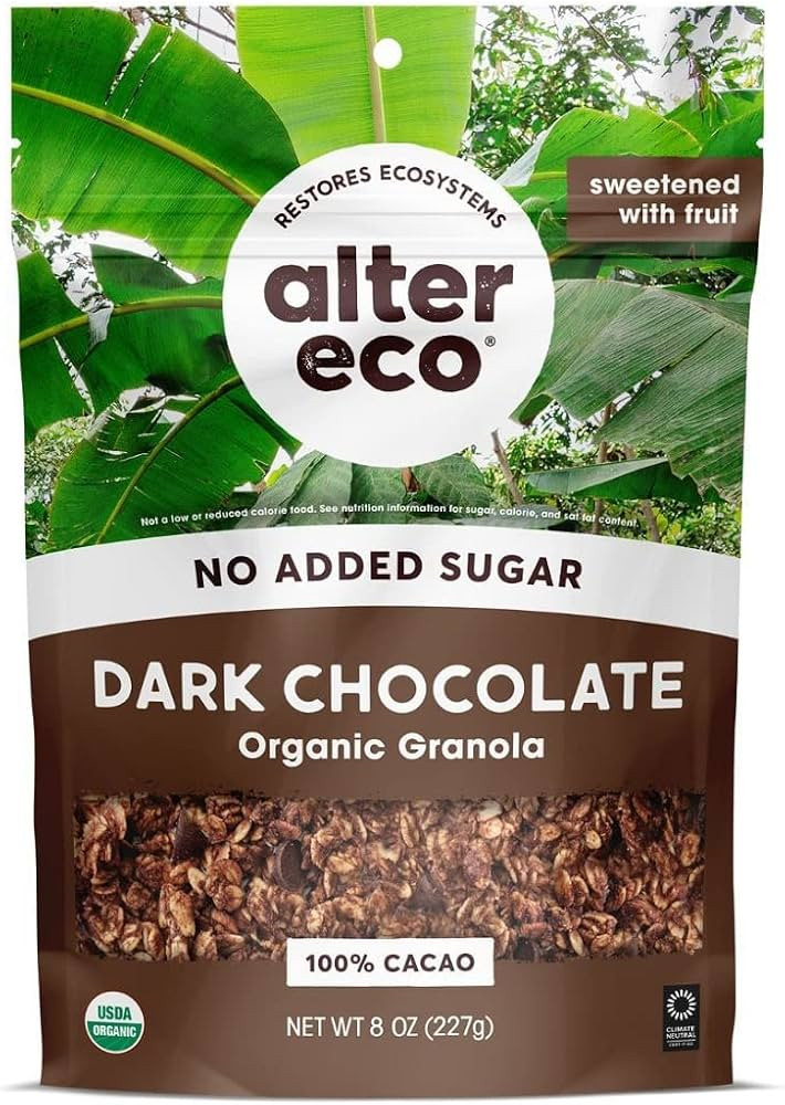 Alter Eco Dark Chocolate Granola, Healthy, Organic Breakfast & Snack, Naturally Sweetened with Fr... | Amazon (US)