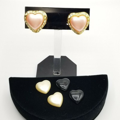 Vtg 3 in 1 JOAN RIVERS Clip Earrings Rhinestone Hearts Interchangeables Jewelry | eBay | eBay US