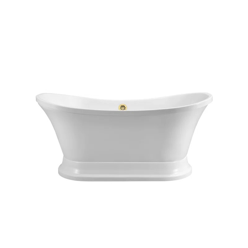 N200GLD Streamline 60" x 32" Pedestal Soaking Acrylic Bathtub | Wayfair North America