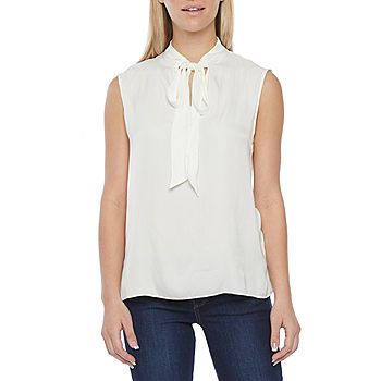 Worthington Womens Split Tie Neck Sleeveless Tank Top | JCPenney