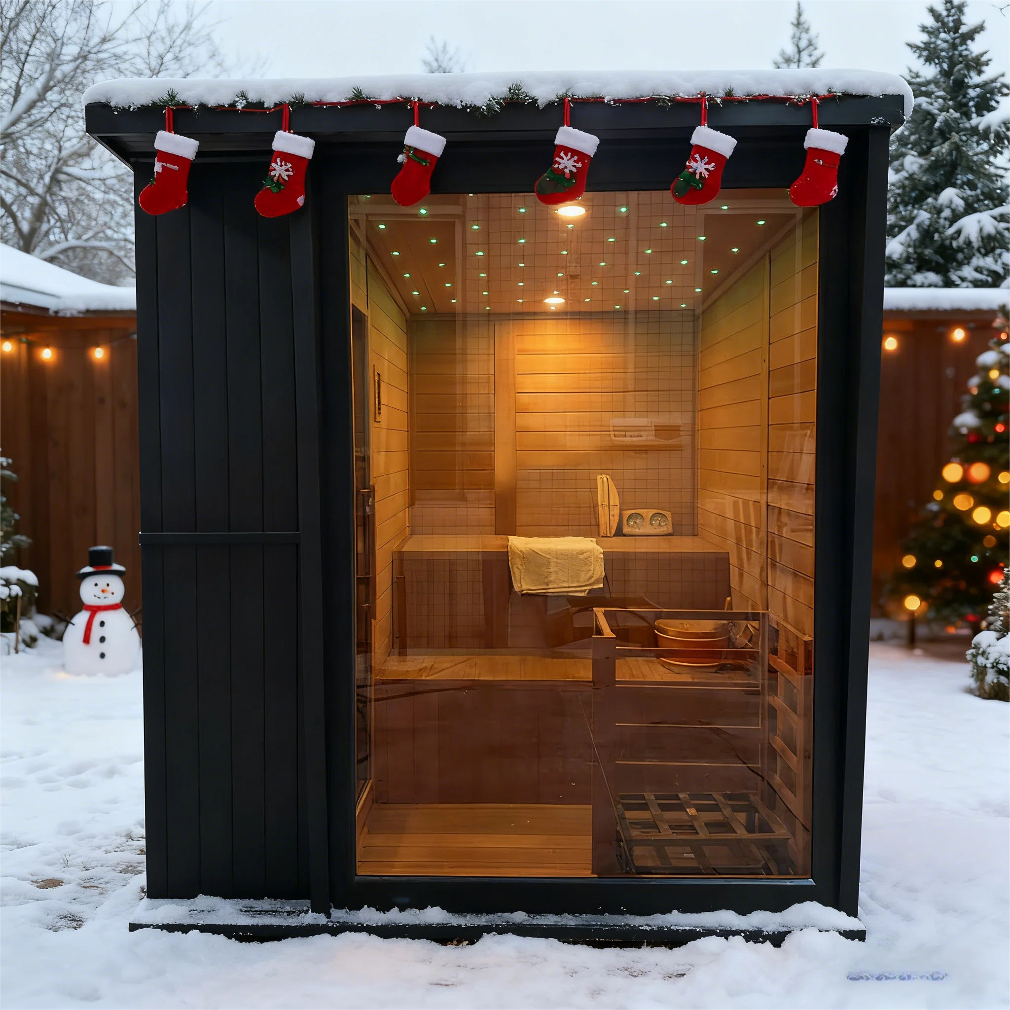 Outdoor 4-6 Person Square Traditional Steam Sauna, Canadian Red Cedar Interior, Hemlock Exterior,... | Wayfair North America