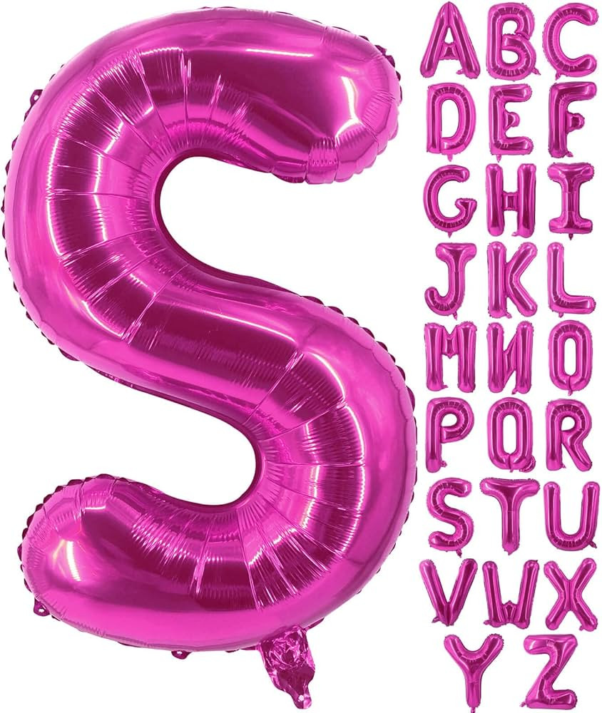 Lovoir 40 Inch Large Hot Pink Letter S Balloons Big Size Jumbo Mylar Foil Helium Balloon for Birt... | Amazon (US)