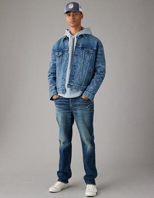 AE EasyFlex Distressed Relaxed Straight Jean | American Eagle Outfitters (US & CA)