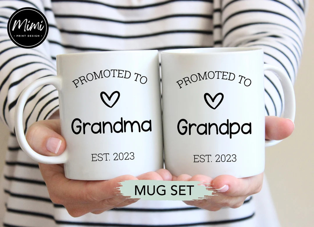 Grandma Grandpa Mug Set Pregnancy Announcement Promoted to - Etsy | Etsy (US)