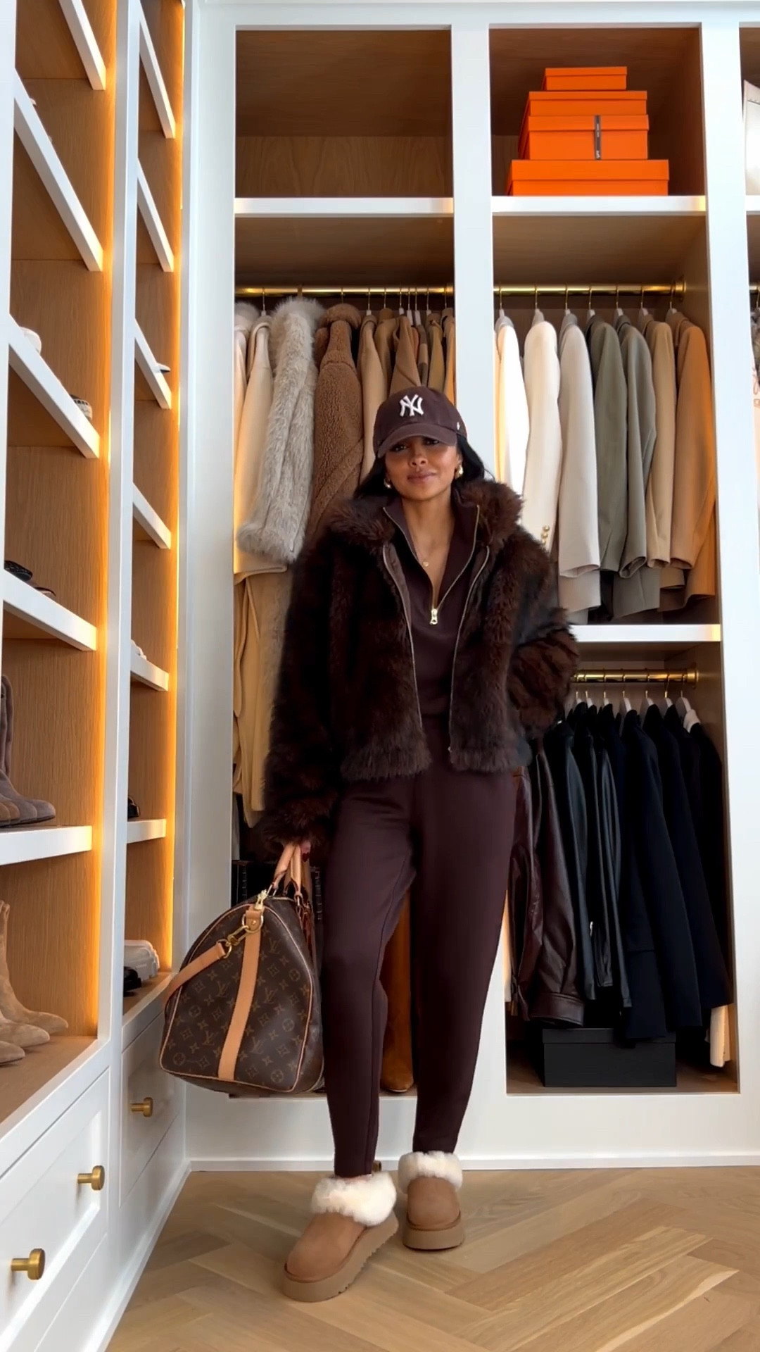 Cozy yet chic travel outfit from
Nordstrom
Wearing an XS in Varley set and and XS in faux fur coat - under $150! 
Ugg slippers run TTS



#LTKgrwm #LTKTravel #LTKootd