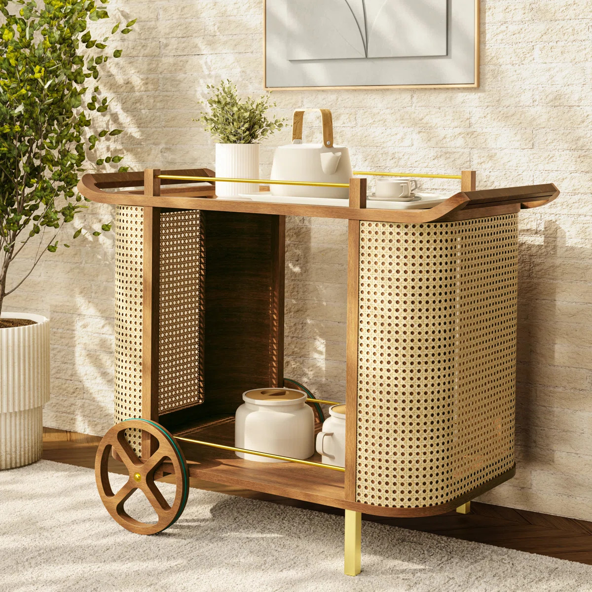 Corrigan Studio® Kinser Modern Brazilian - Dinda Bar Cart | Wayfair | Wayfair North America