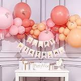 PartyWoo Pink Balloons, Birthday Decorations for Girls, Peach Balloons, Birthday Banners, Hanging Sw | Amazon (US)