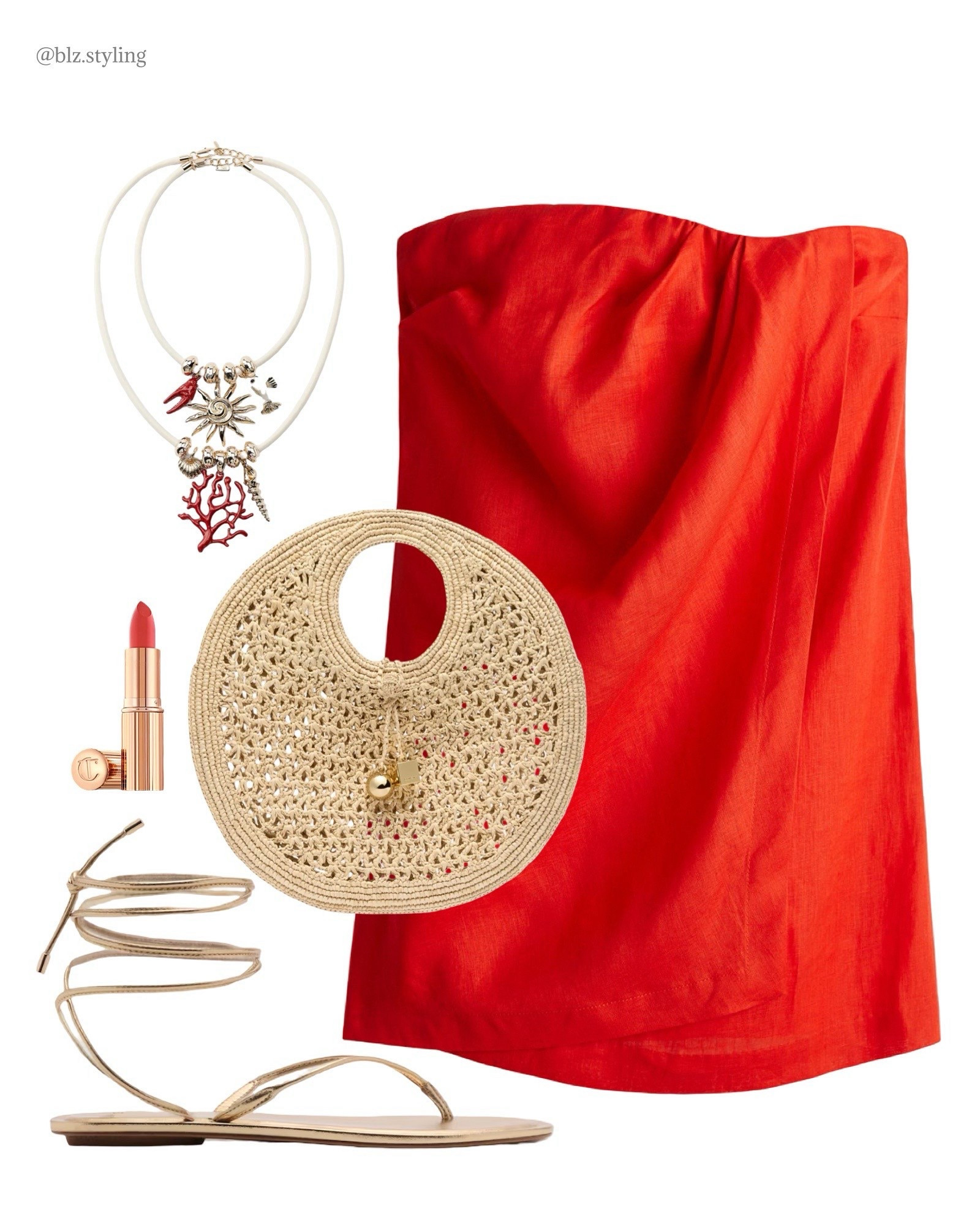 Holiday outfit, red linen dress, statement jewellery, raffia bag, gold tie up sandals, summer inspo 

#LTKstyletip #LTKuk #LTKsummer