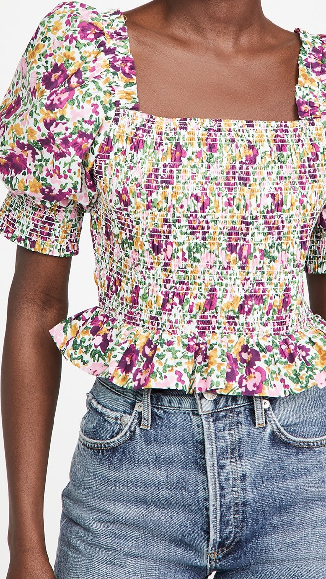 Floral Smocking Detail Top | Shopbop
