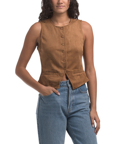 Faux Suede Vest For Women, Spandex/Polyester/Suede | TJ Maxx
