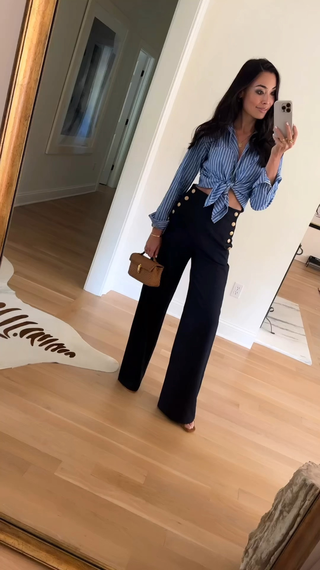 Workwear, fall outfit, trousers, pants, stripe button down, leather bag, mule sandals. 

#LTKSeasonal #LTKVideo #LTKWorkwear