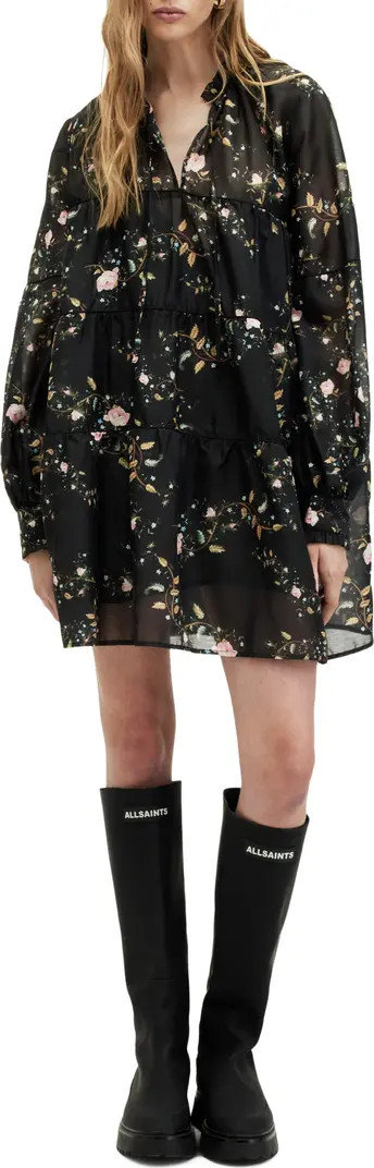 Mindy Floral Long Sleeve Trapeze Minidress | Nordstrom Rack