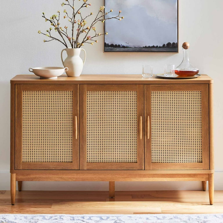 Better Homes & Gardens Springwood Caning Sideboard, Light Honey Finish | Walmart (US)