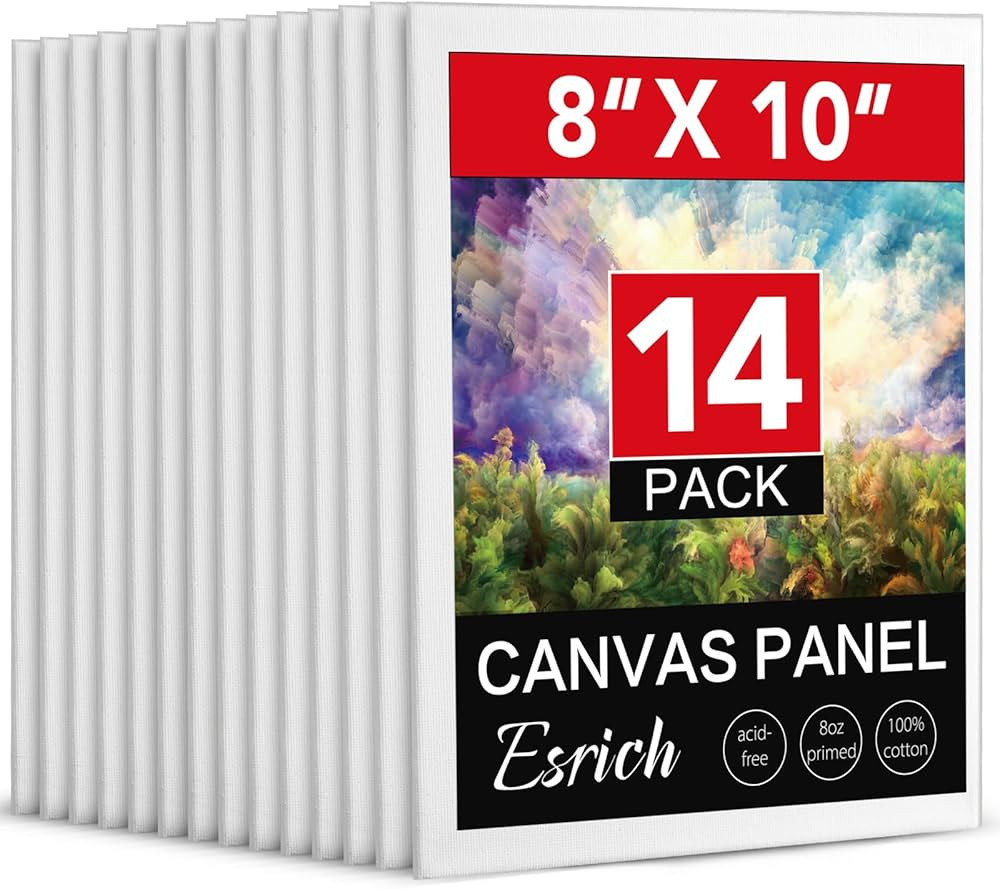 ESRICH Canvases for Painting 8x10In,14 Pack Blank Canvas Boards Bulk - Cotton Art Canvas for Oil,... | Amazon (US)