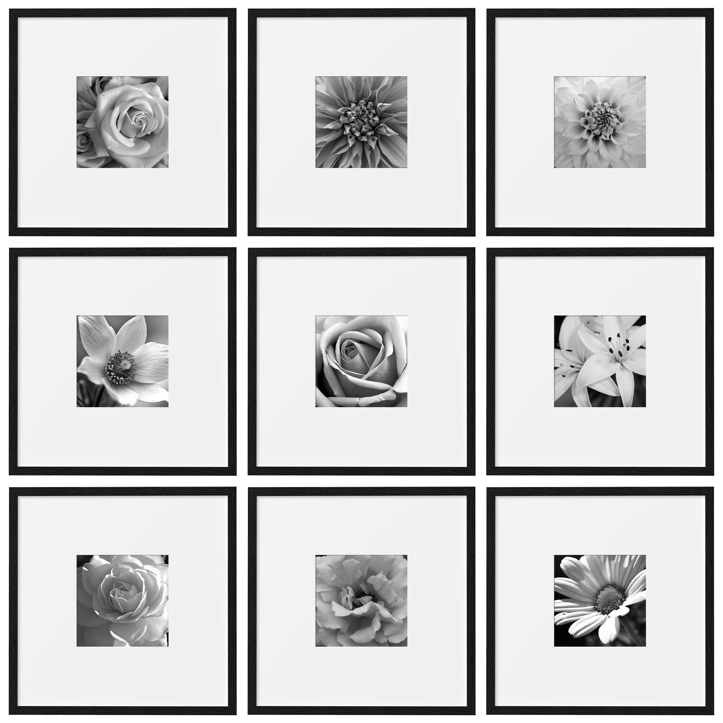 eletecpro 18x18 Picture Frames Set of 9, Classic Gallery Wall Frame Set for 8x8 Photos with Mat o... | Amazon (US)