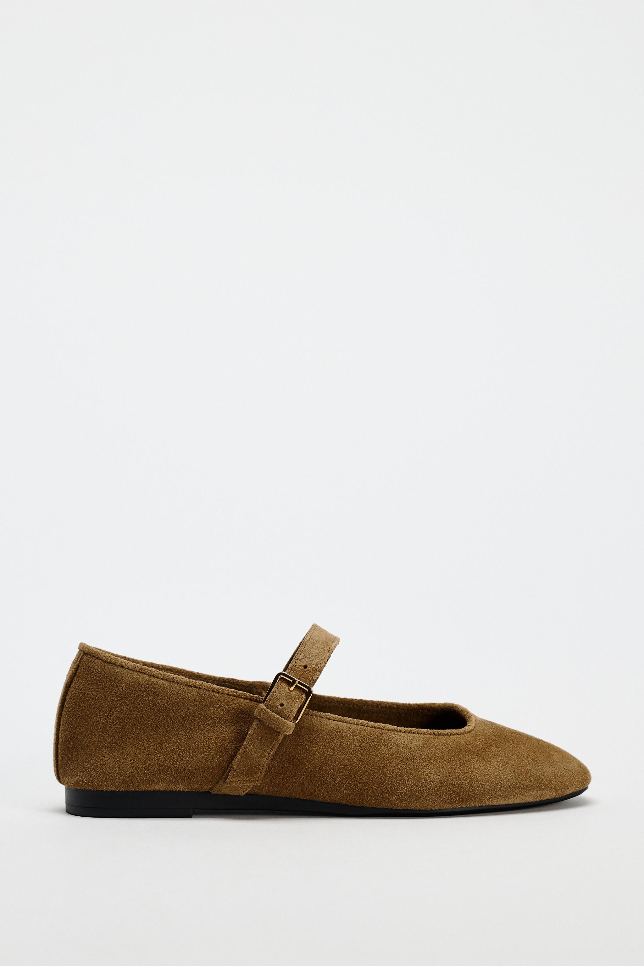 SPLIT SUEDE BALLERINAS | Zara UK