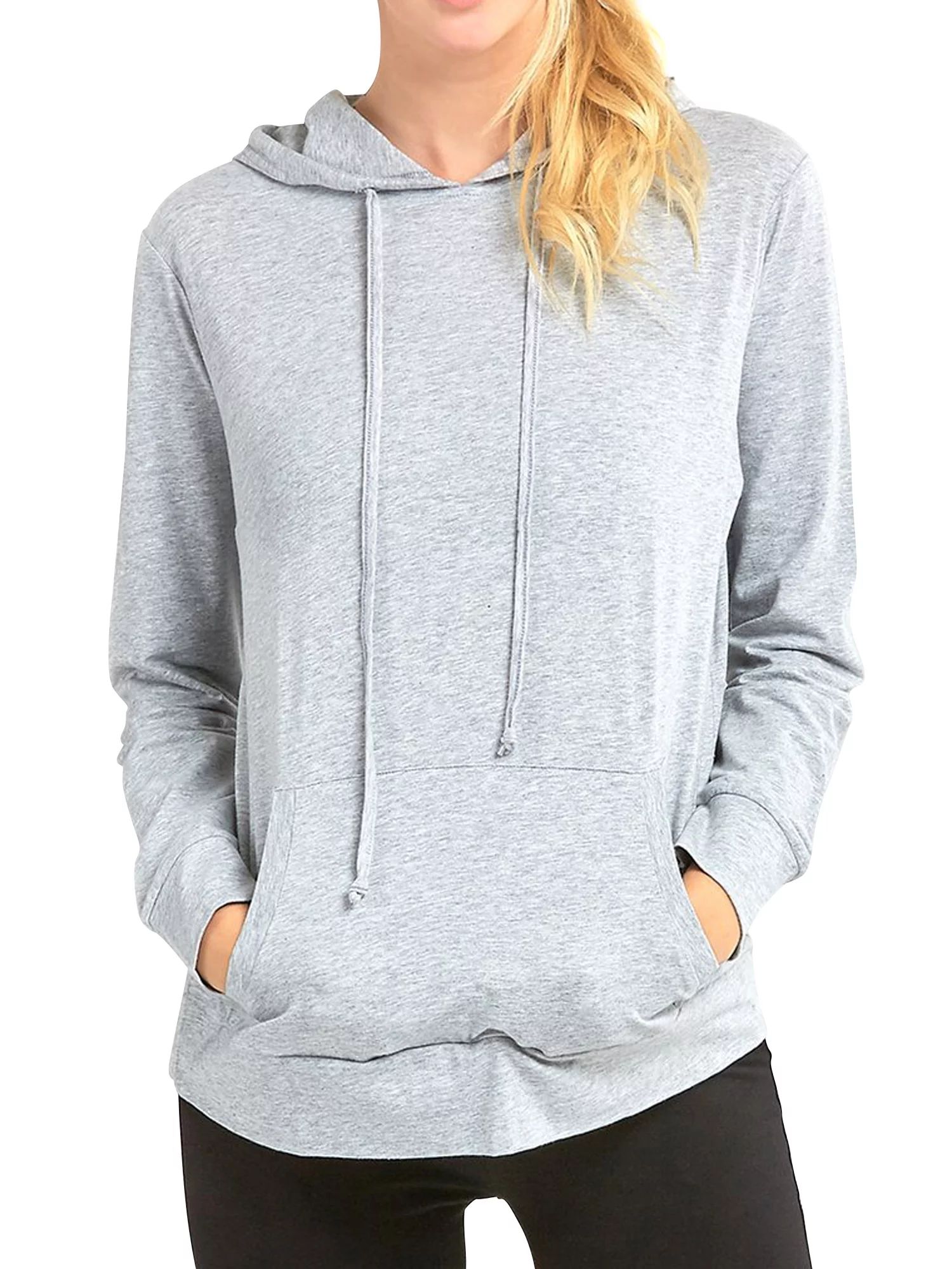 Women's Pullover Thin Cotton Light Hoodie Sweater (H Grey, M) | Walmart (US)