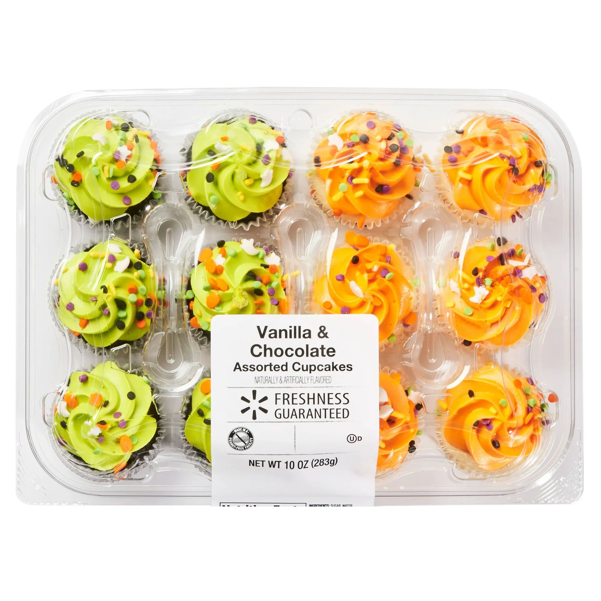 Freshness Guaranteed Halloween Vanilla & Chocolate Mini Cupcakes, 10 oz, 12 Count | Walmart (US)
