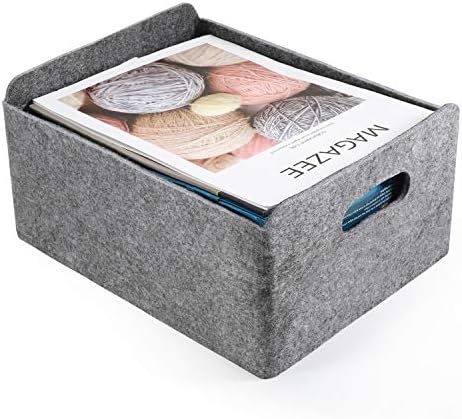 WELAXY storage basket Felt Foldable Drawer Organizer bin Cube Shelf Small box for Kids Toys Books Cl | Amazon (US)