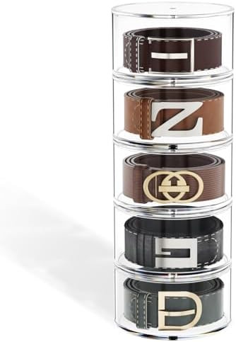 FEMELI Belt Organizer, Acrylic Belt Storage Holder for Closet & Drawer, 5-Layer Stackable Display... | Amazon (US)