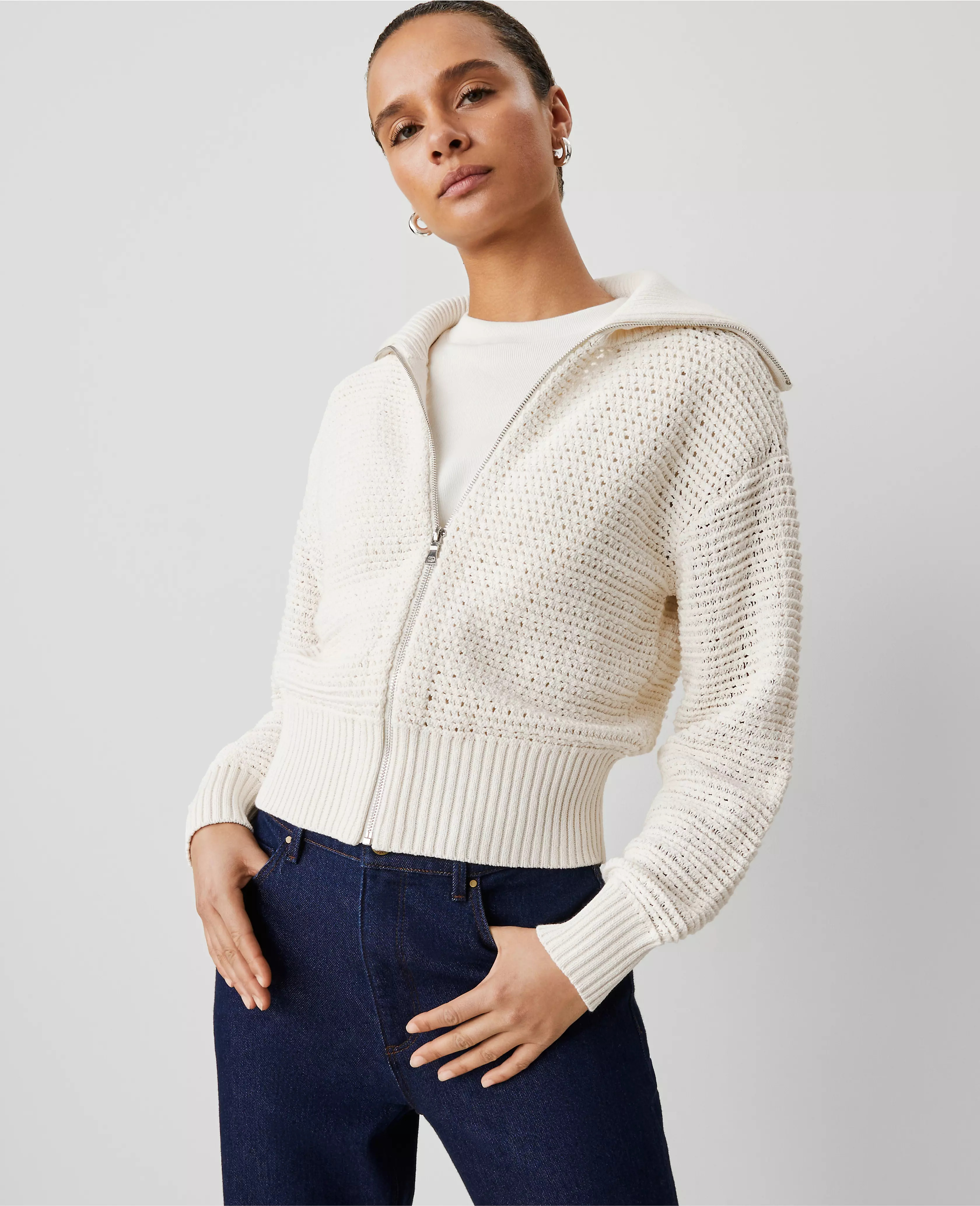 Weekend Collection Open-Stitch Bomber Jacket | Ann Taylor
