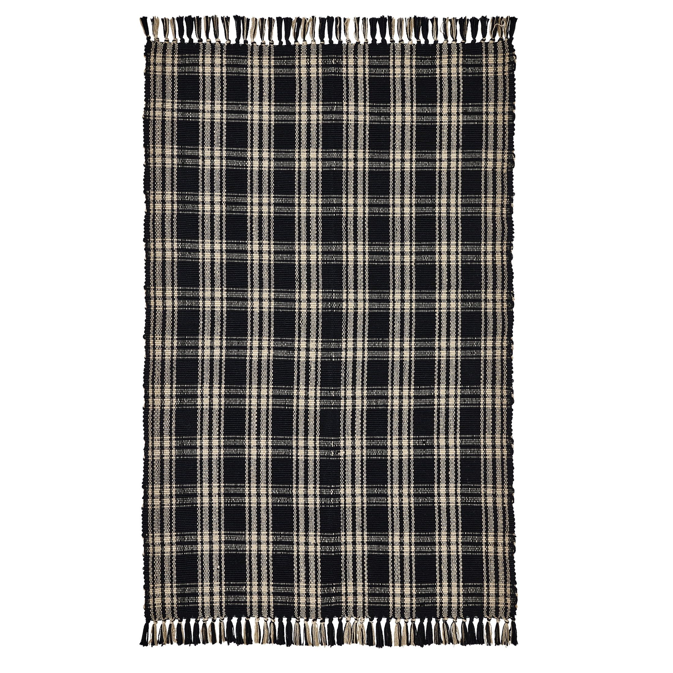 My Texas House Black Plaid Indoor/Outdoor Layering Rug, 38" x 58" | Walmart (US)