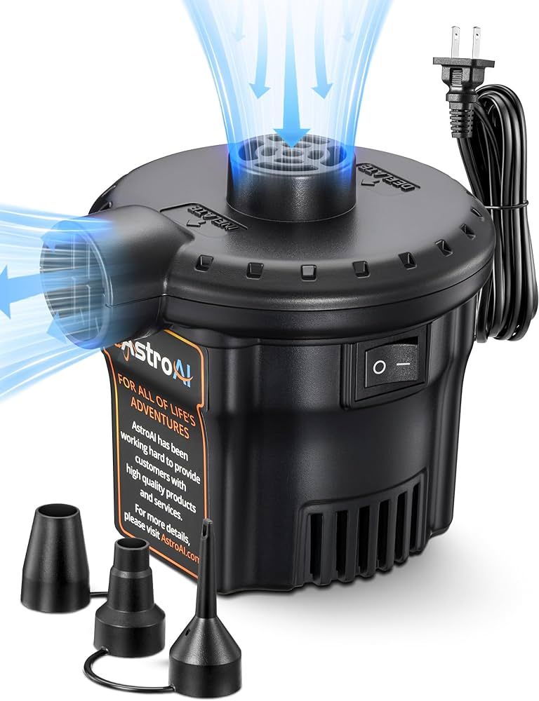 AstroAI Electric Air Pump for Inflatables AC/AC DC Quick Air Mattress Pump Deflator Pumps with 3 ... | Amazon (US)