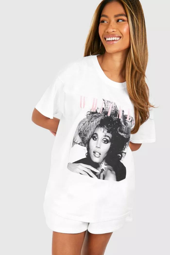 Whitney Houston License Oversized Printed T-shirt | Boohoo.com (UK & IE)