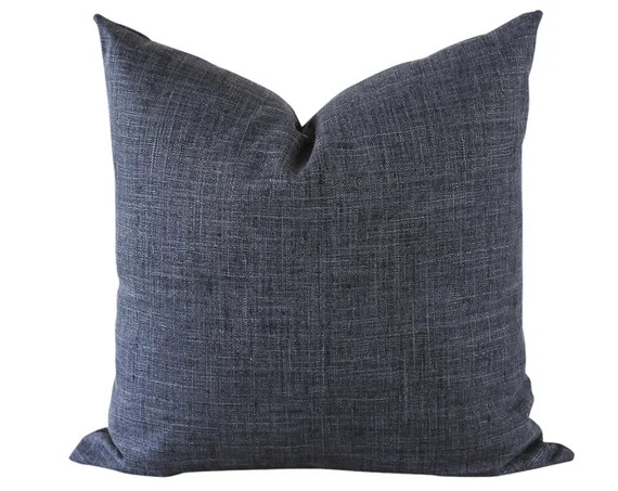 Navy Pillow Cover 18x18 Denim Pillow Covers Decorative Bed - Etsy | Etsy (US)