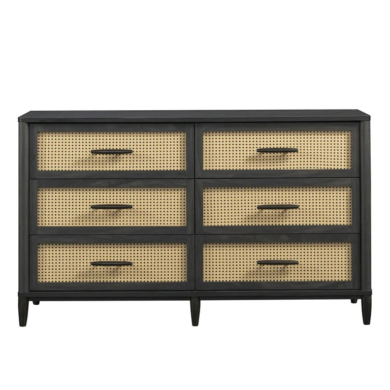 Better Homes & Gardens Springwood Caning 6-Drawer Dresser, Charcoal Finish | Walmart (US)