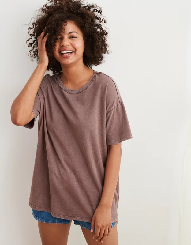 Aerie Boyfriend Distressed Oversized T-Shirt | American Eagle Outfitters (US & CA)