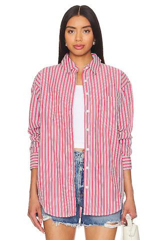 Lovers and Friends Maxy Button Up in Red & White from Revolve.com | Revolve Clothing (Global)