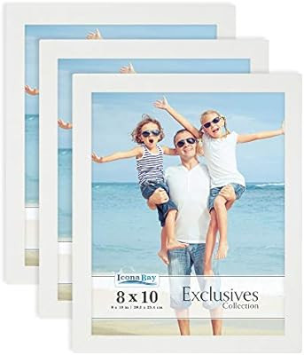 Icona Bay 8x10 Picture Frames (White, 3 Pack), Sturdy Wood Composite Photo Frames 8 x 10, Sleek D... | Amazon (US)