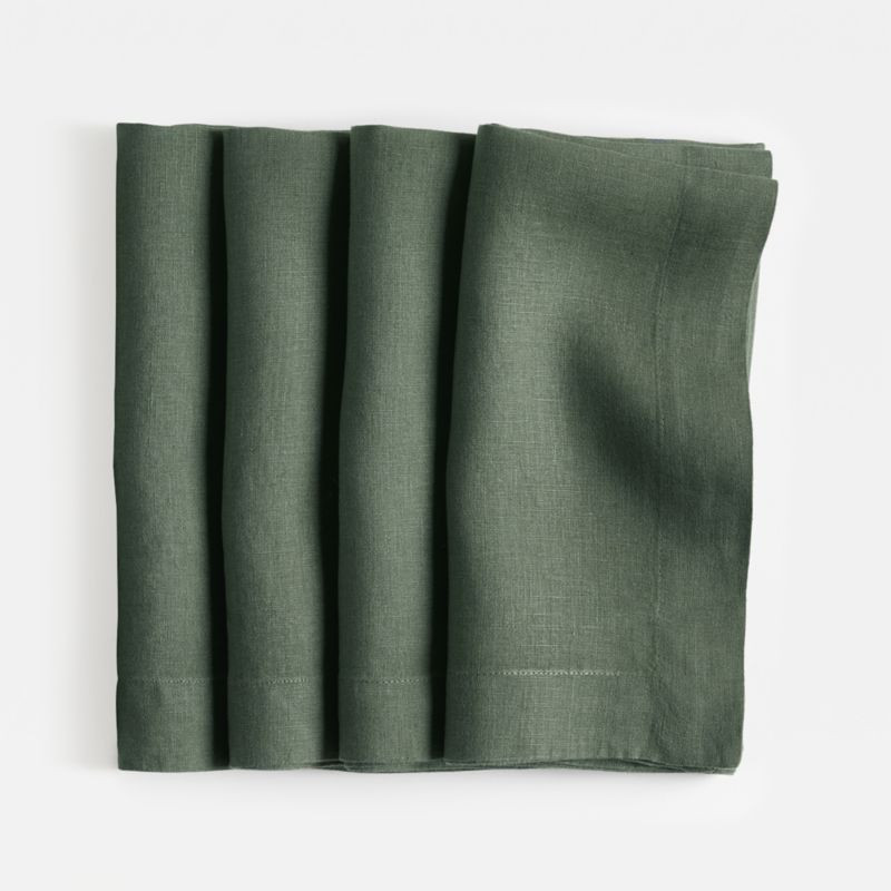 Marin Pine Green Linen Napkin, Set of 4 | Crate & Barrel | Crate & Barrel