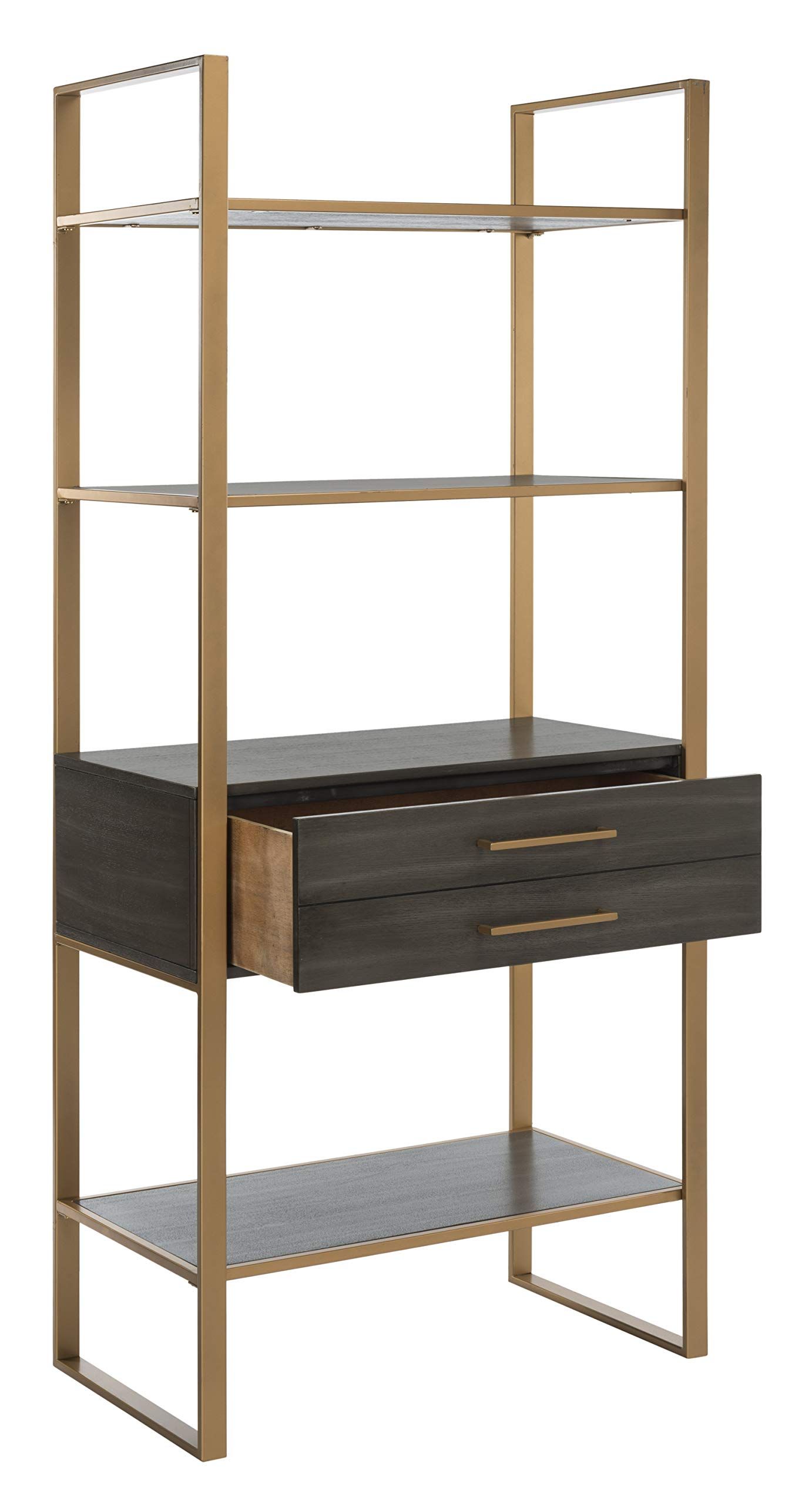 Safavieh Home Collection Skylar 4 Tier 1 Drawer Etagere, Gold/Grey | Amazon (US)