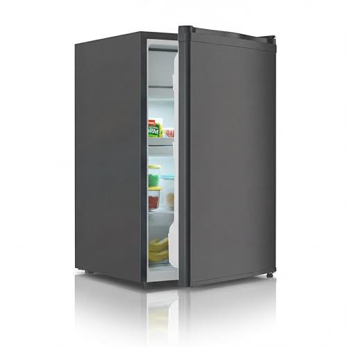 MegaChoice 4.3 Cu.ft Mini Fridge with Freezer, Compact Refrigerator with 7-Level Temperature Control, Single Door Design, Removable Glass Shelves and Crisper Drawer for Bedroom, Dorm, Office, Black | Amazon (US)