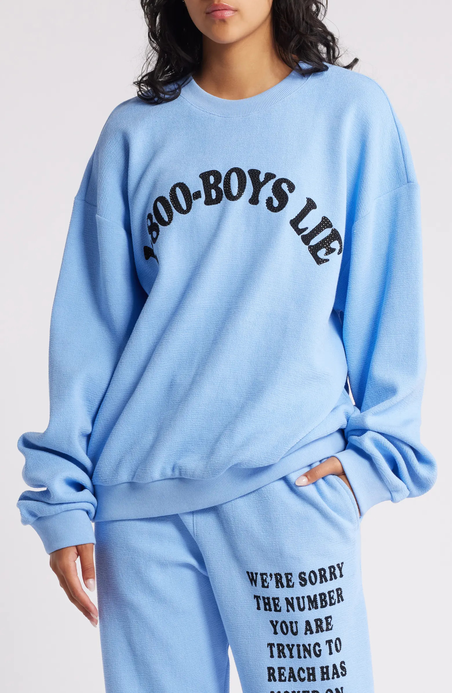 BOYS LIE 1-800 Revamped Kara Embellished Cotton Graphic Sweatshirt | Nordstrom | Nordstrom