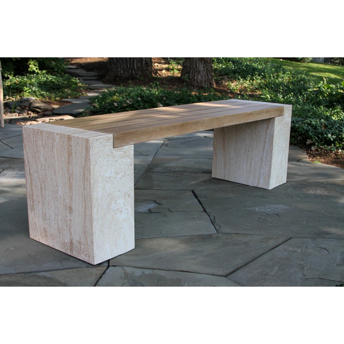 Lochland Antique Wash Eucalyptus & Composite Dining Bench | Wayfair North America