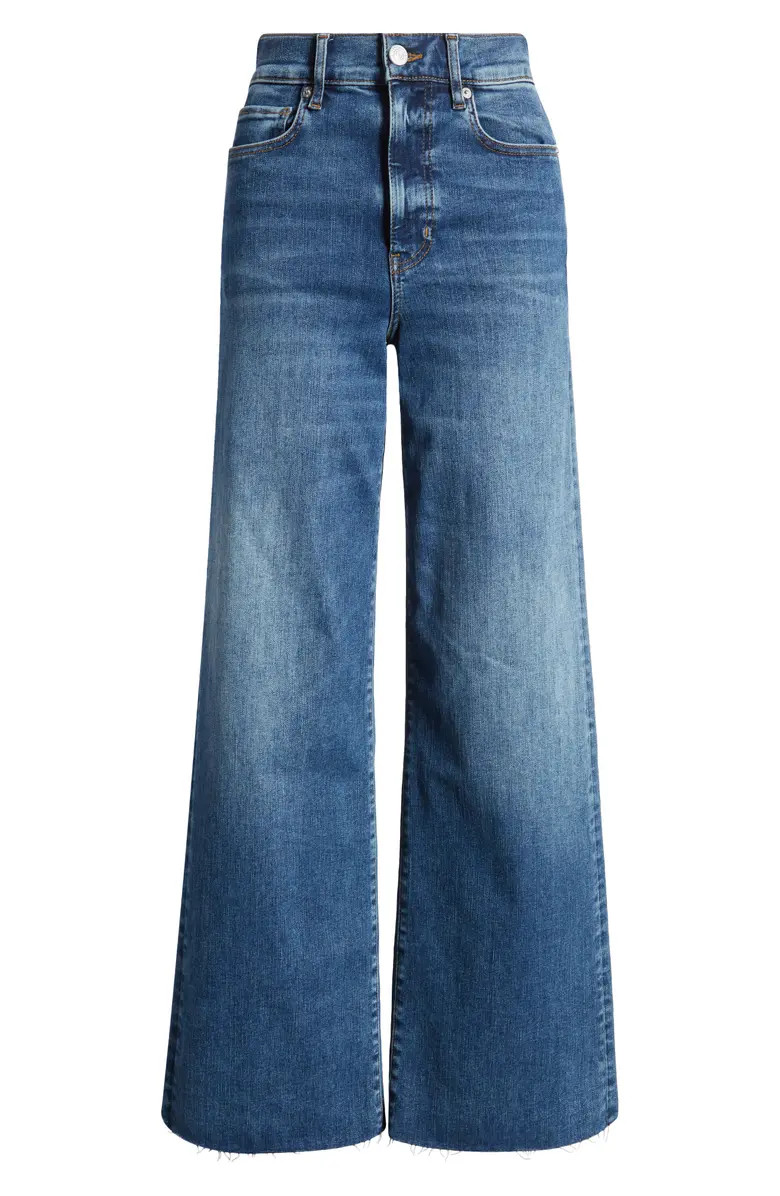 Le Slim Raw Fray Hem Palazzo Jeans | Nordstrom
