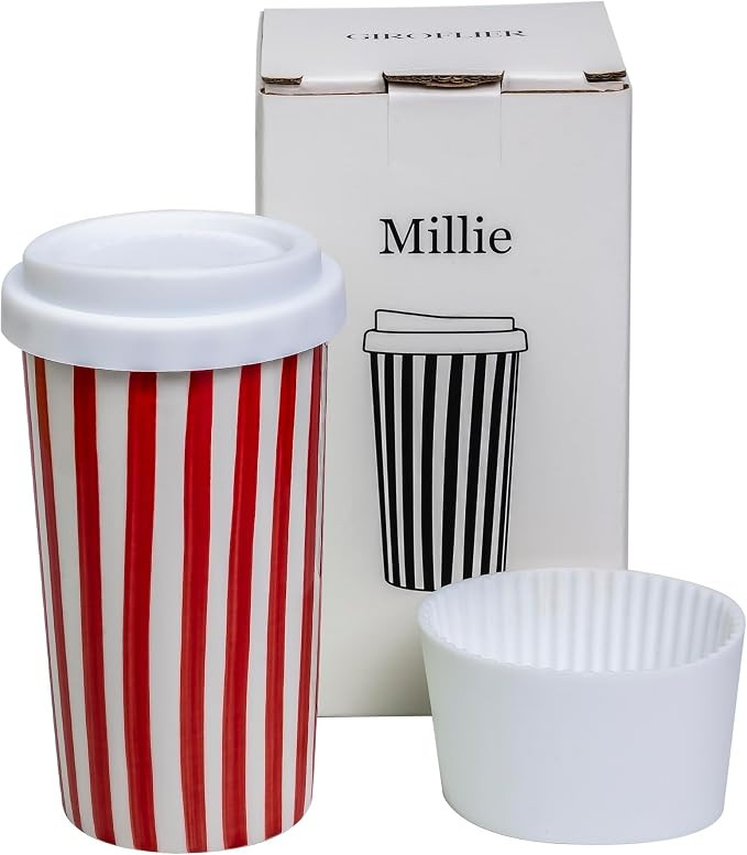 Ceramic Travel Mug with Lid (12 oz) – Stylish Coffee Cup for Women & Men, Microwave & Dishwashe... | Amazon (US)