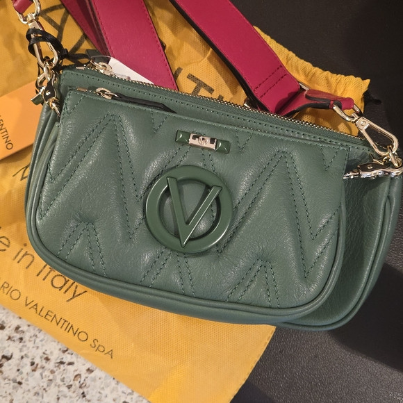 Valentino Green Crossbody Bag with Red Strap And Coin Purse | Poshmark
