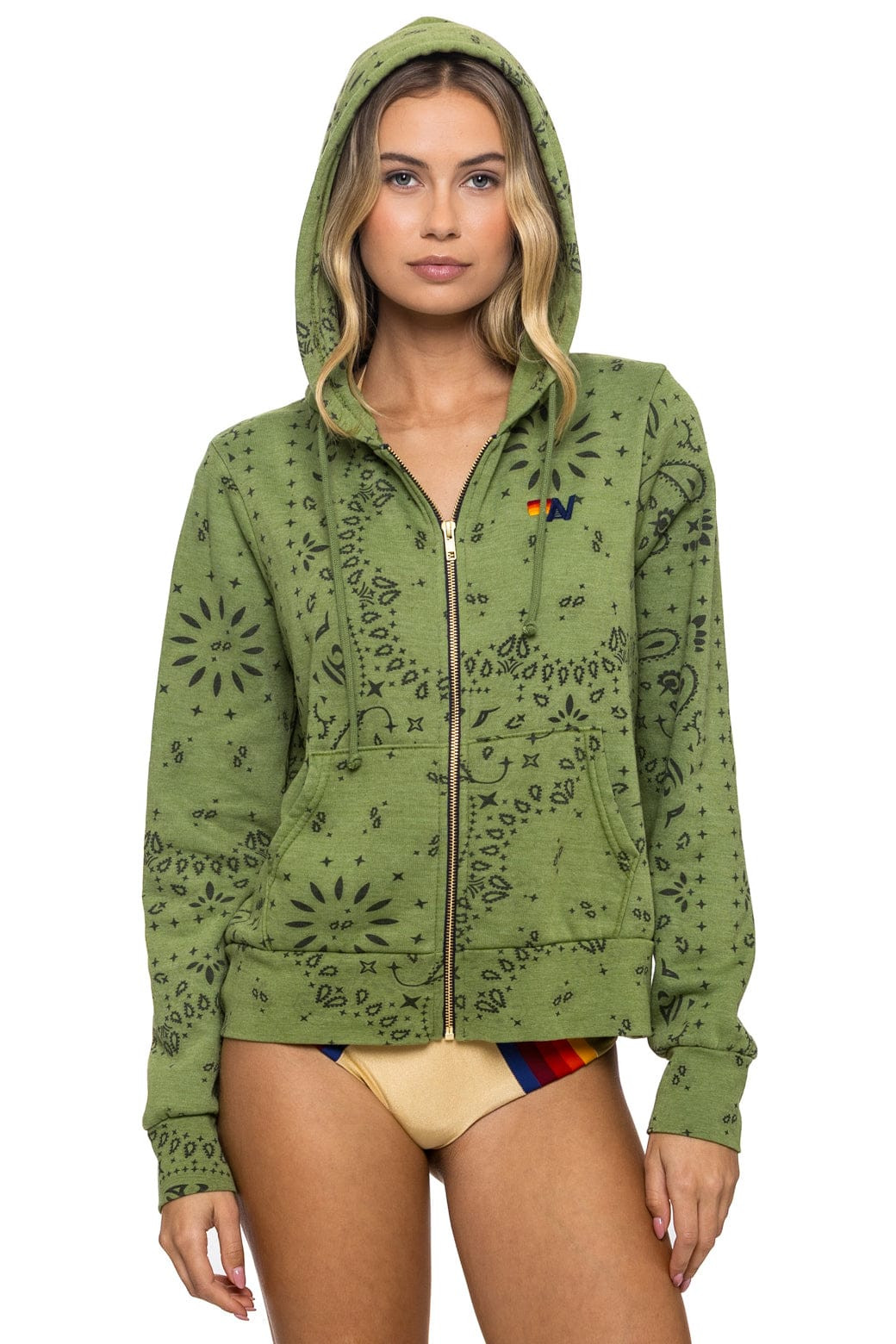 BANDANA ZIP HOODIE - JUNGLE GREEN | Aviator Nation